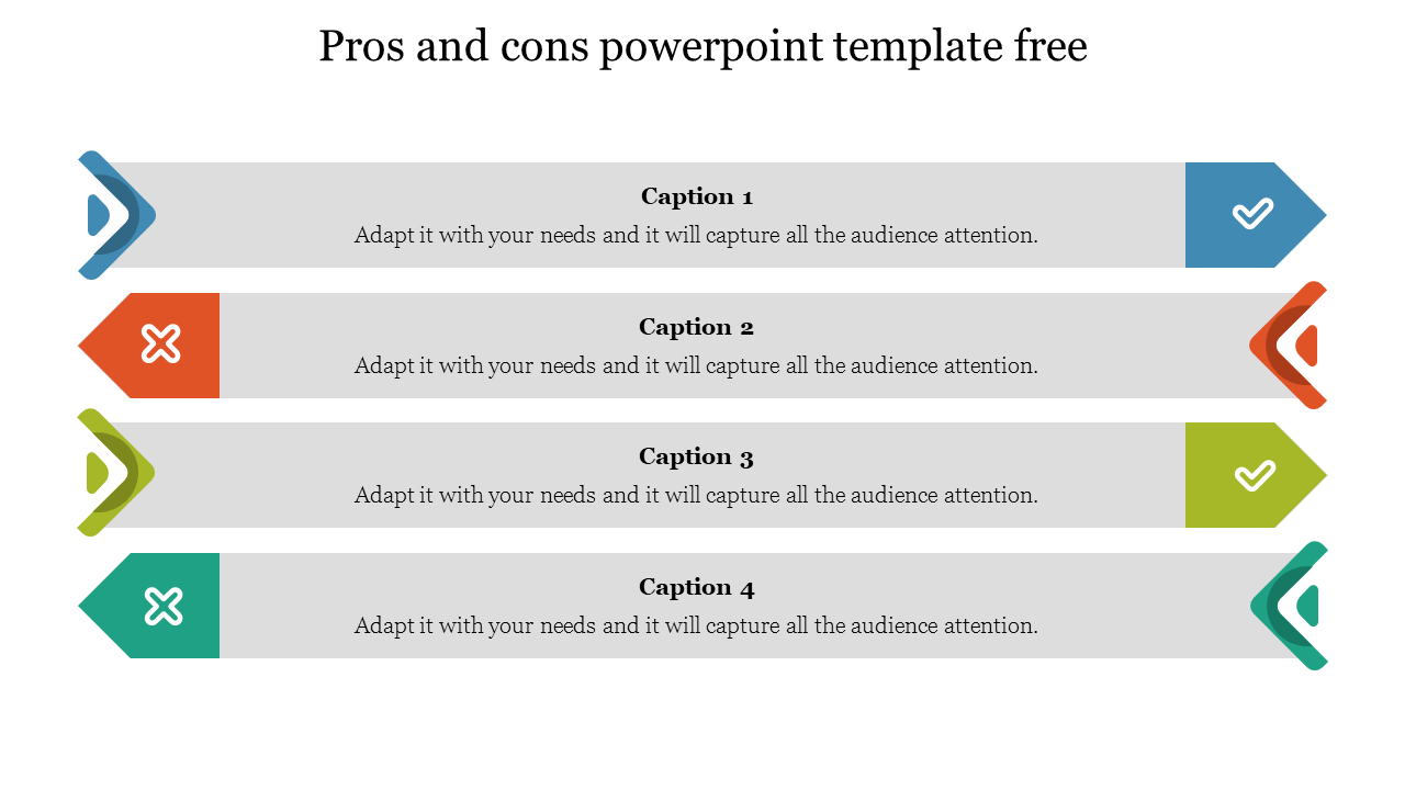 Free - Attractive Pros And Cons PowerPoint Template Free Slide